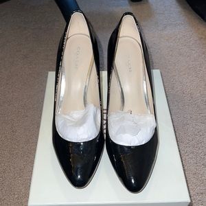 Coach black shiny leather heels